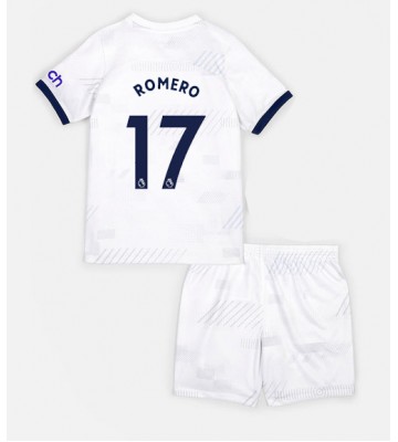 Tottenham Hotspur Cristian Romero #17 Primera Equipación Niños 2023-24 Manga Corta (+ Pantalones cortos)